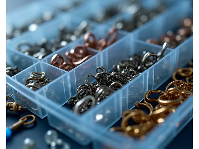 Assortimento di minuteria da pesca ( girelle, clips, perline ) per il terminal tackle moderno.