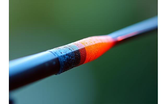 Primo piano su un vettino di canna feeder intercambiabile, mostrando dettagli degli anelli e della fine sensibile.