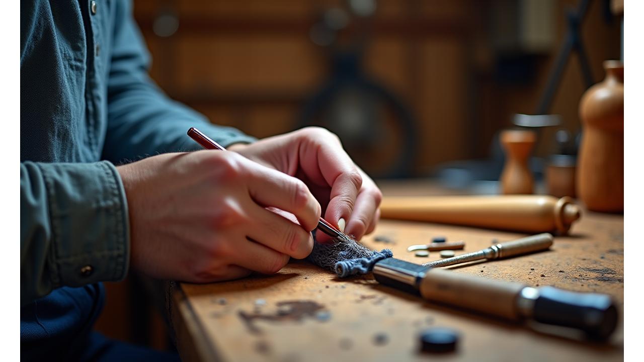 Artigiani al lavoro sulla personalizzazione di una canna da pesca in un laboratorio